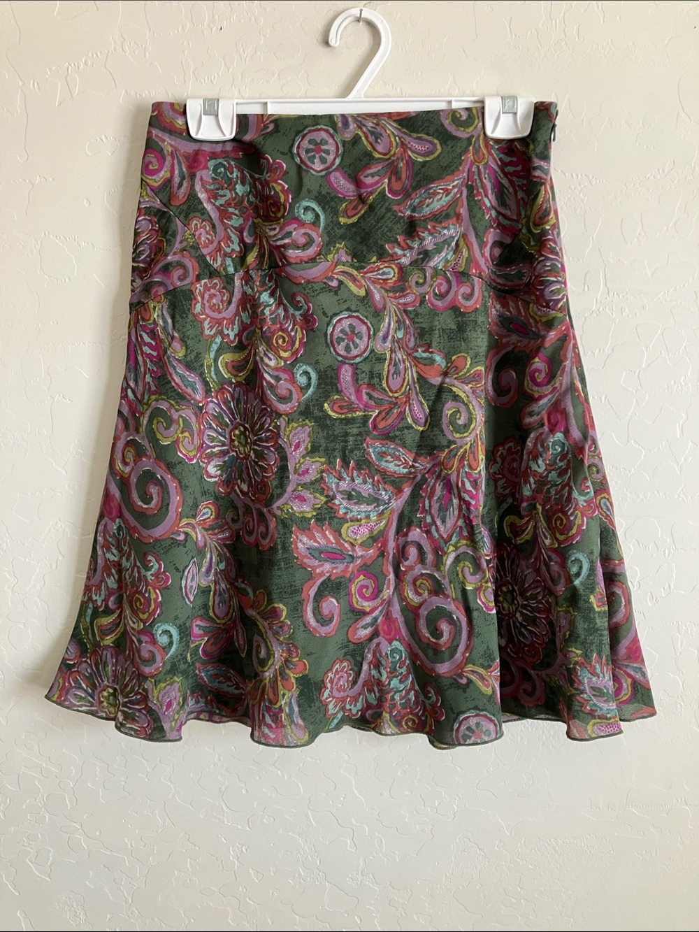 Nine West Skirt Green Floral Knee Length A-Line Size 8